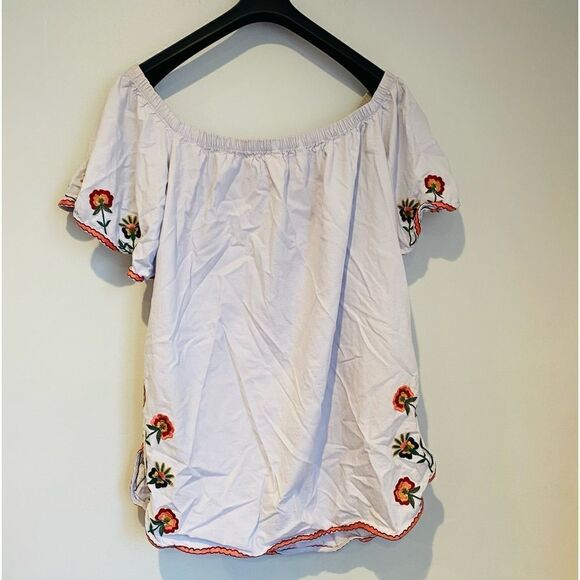 ZARA SS17 SKY BLUE OFF-THE-SHOULDER EMBROIDERED DRESS SIZE LARGE - Picture 5 of 9